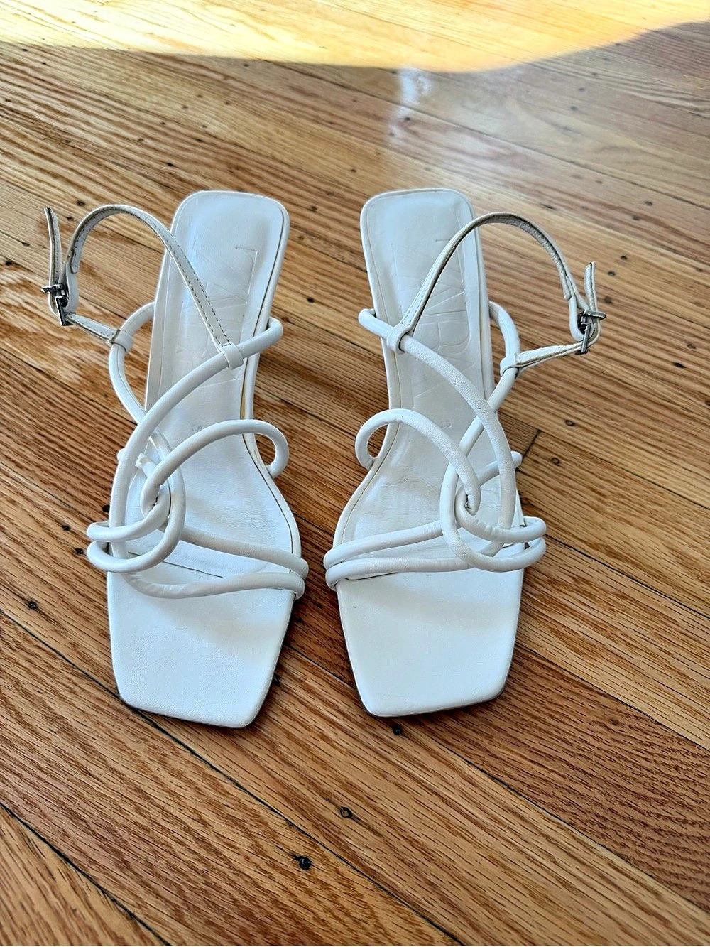 Zara White Strappy Heeled Sandals